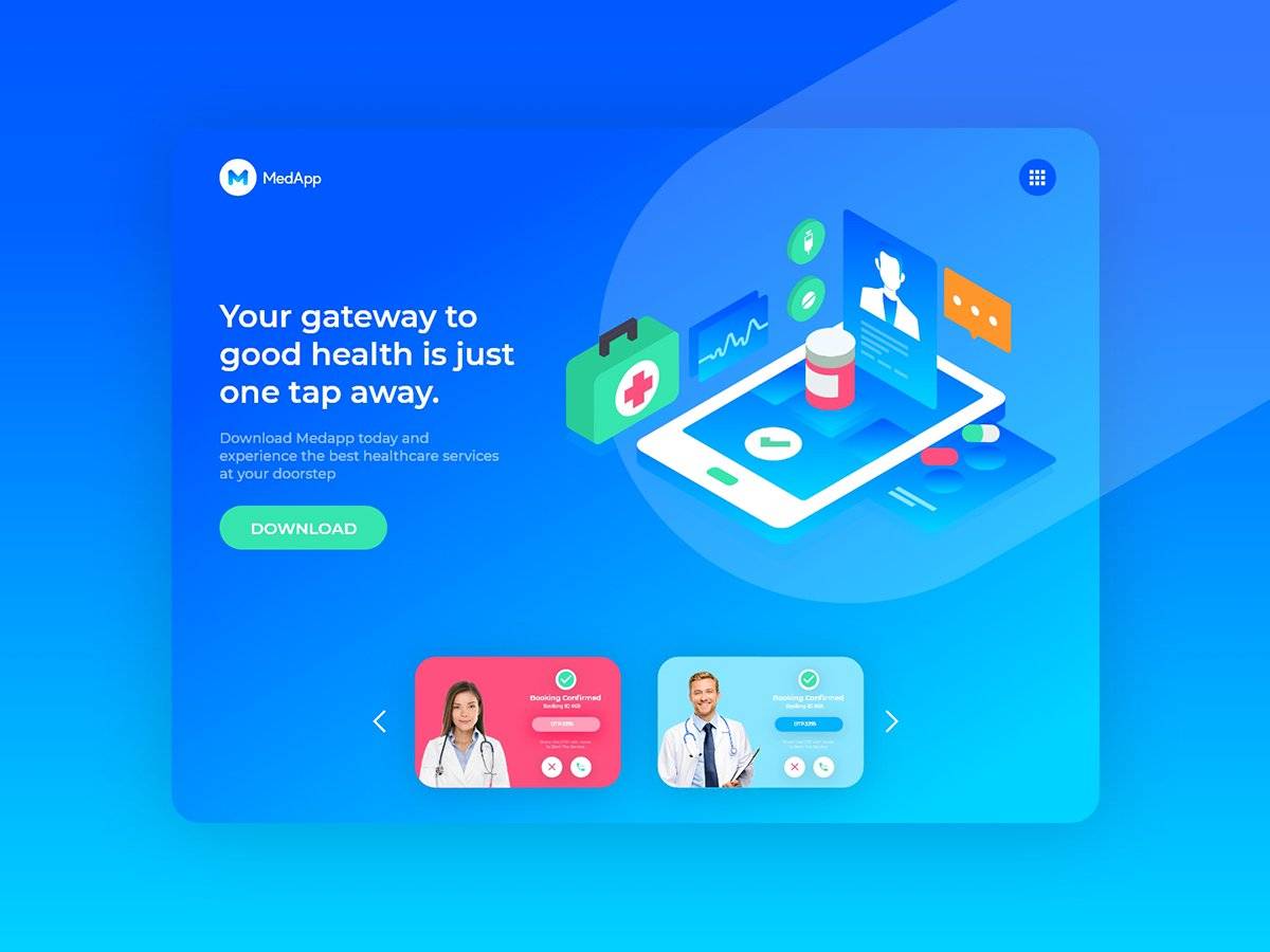 蓝色主题医疗app网站界面设计.xd素材下载