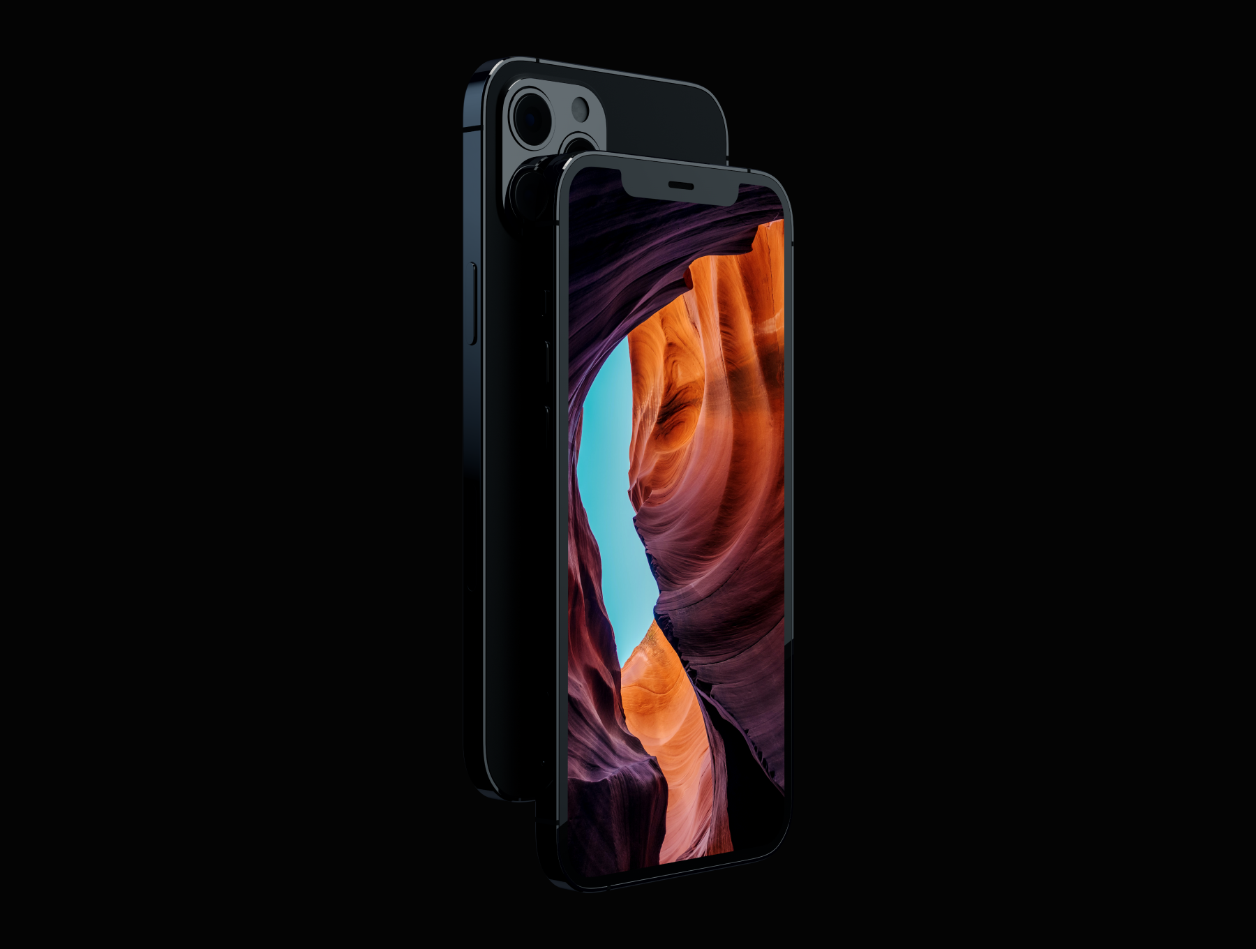 高端黑极致质感iphone12 pro立体样机展示psd素材