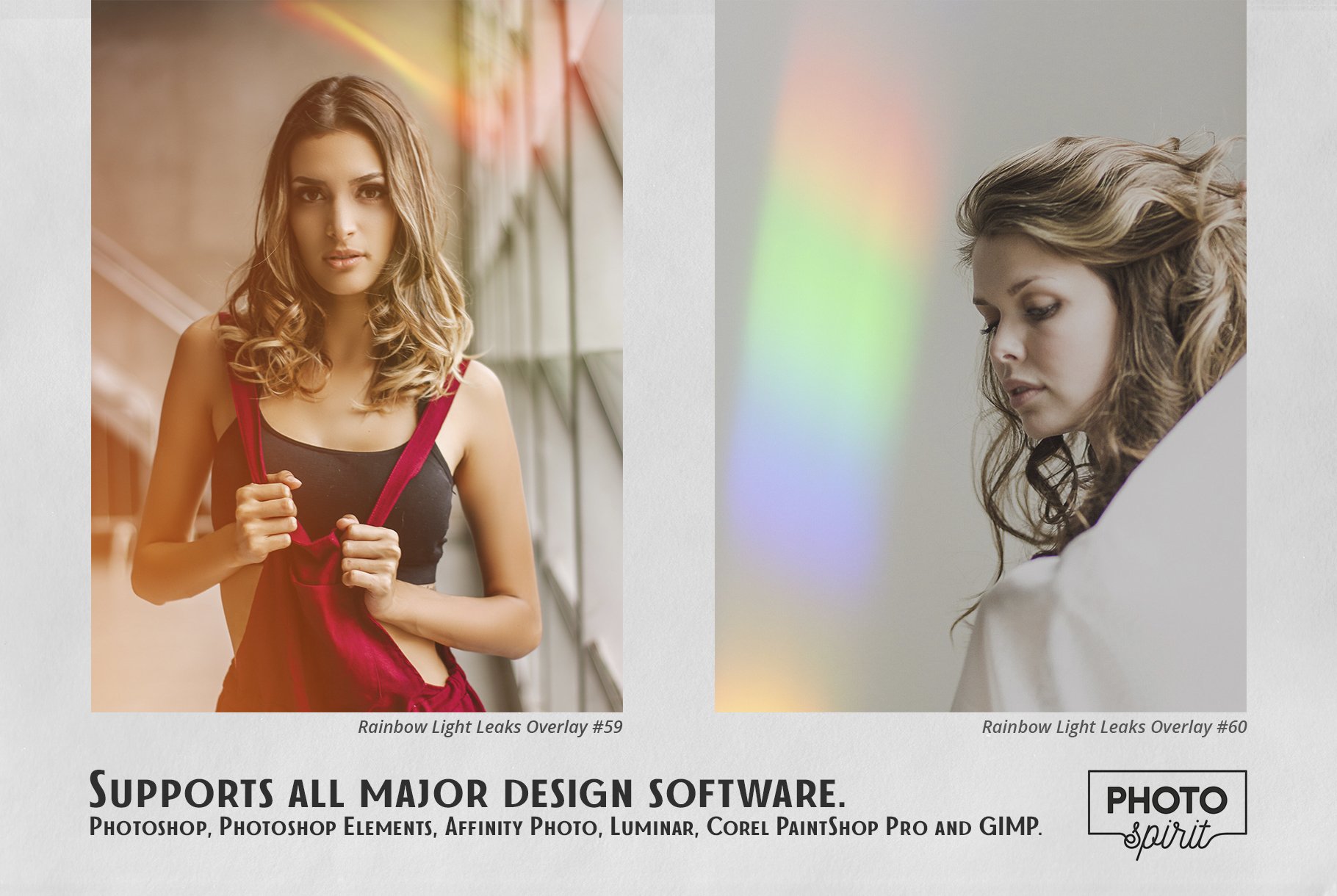 彩虹漏光照片效果叠加光效ps素材包