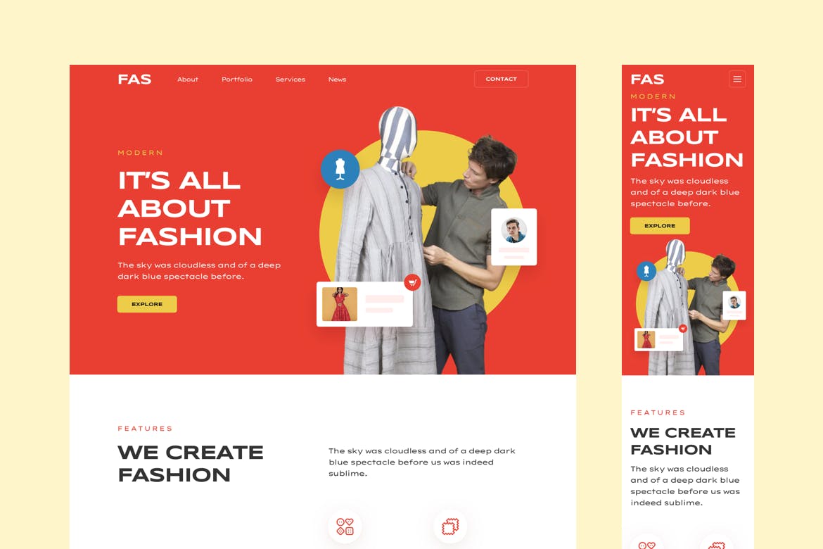 时尚修改服饰衣裳私人定制服务自适应网站网页ui设计模板figma&sketch&adobe xd素材下载