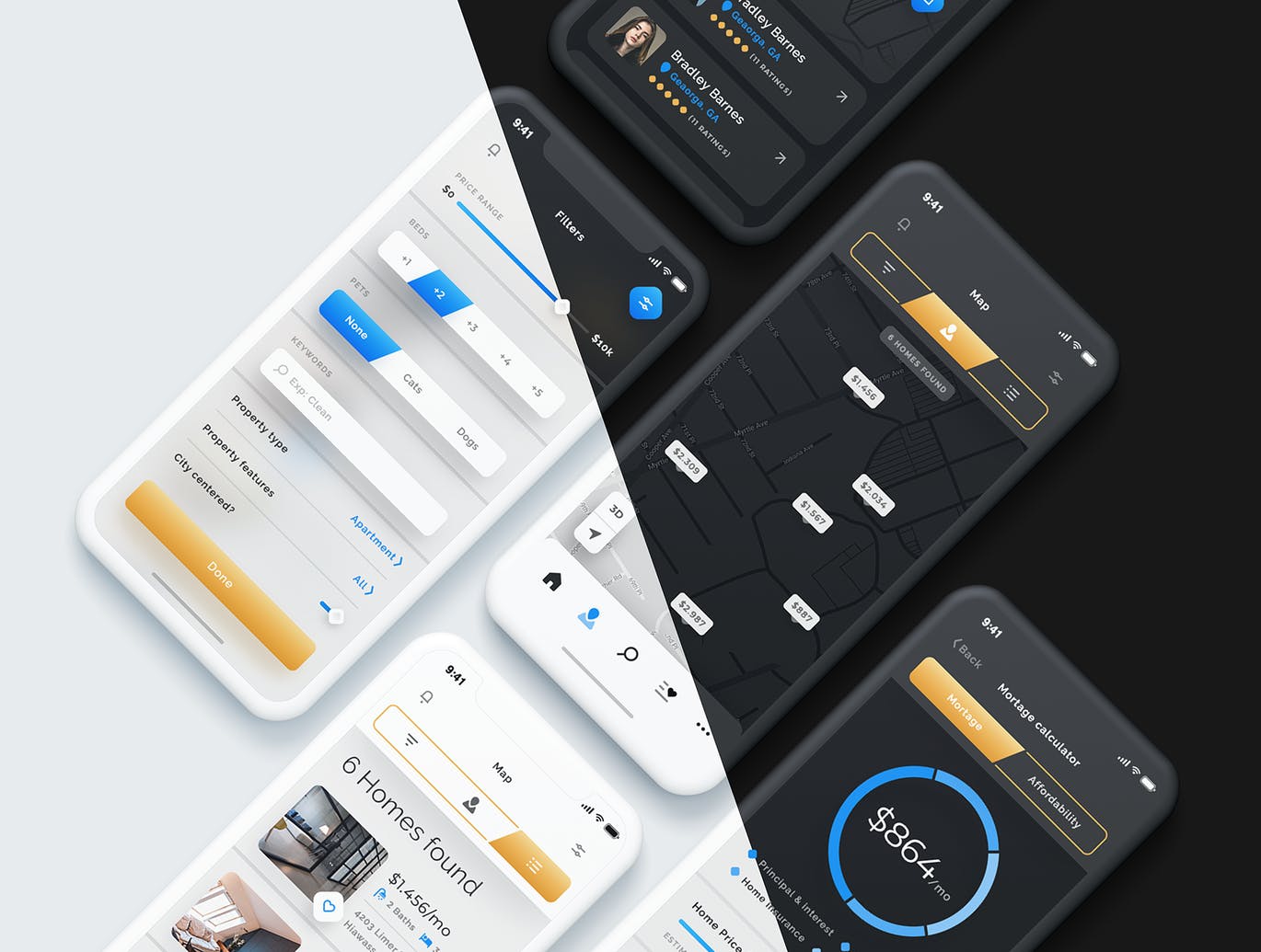 房屋公寓出租移动应用app界面设计-psd&figma&sketch&adobe xd素材