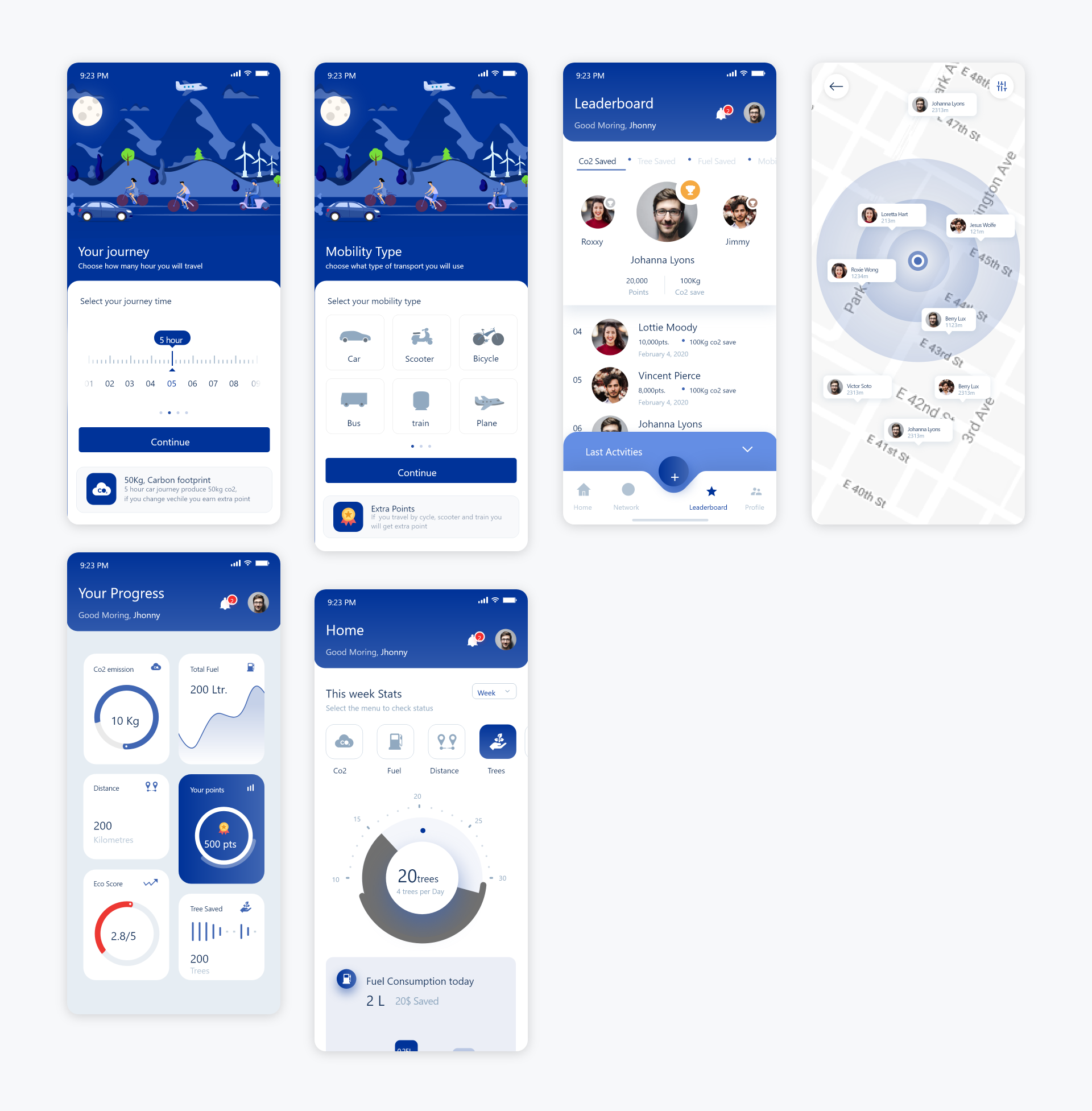 碳排放追踪app ui .sketch素材下载