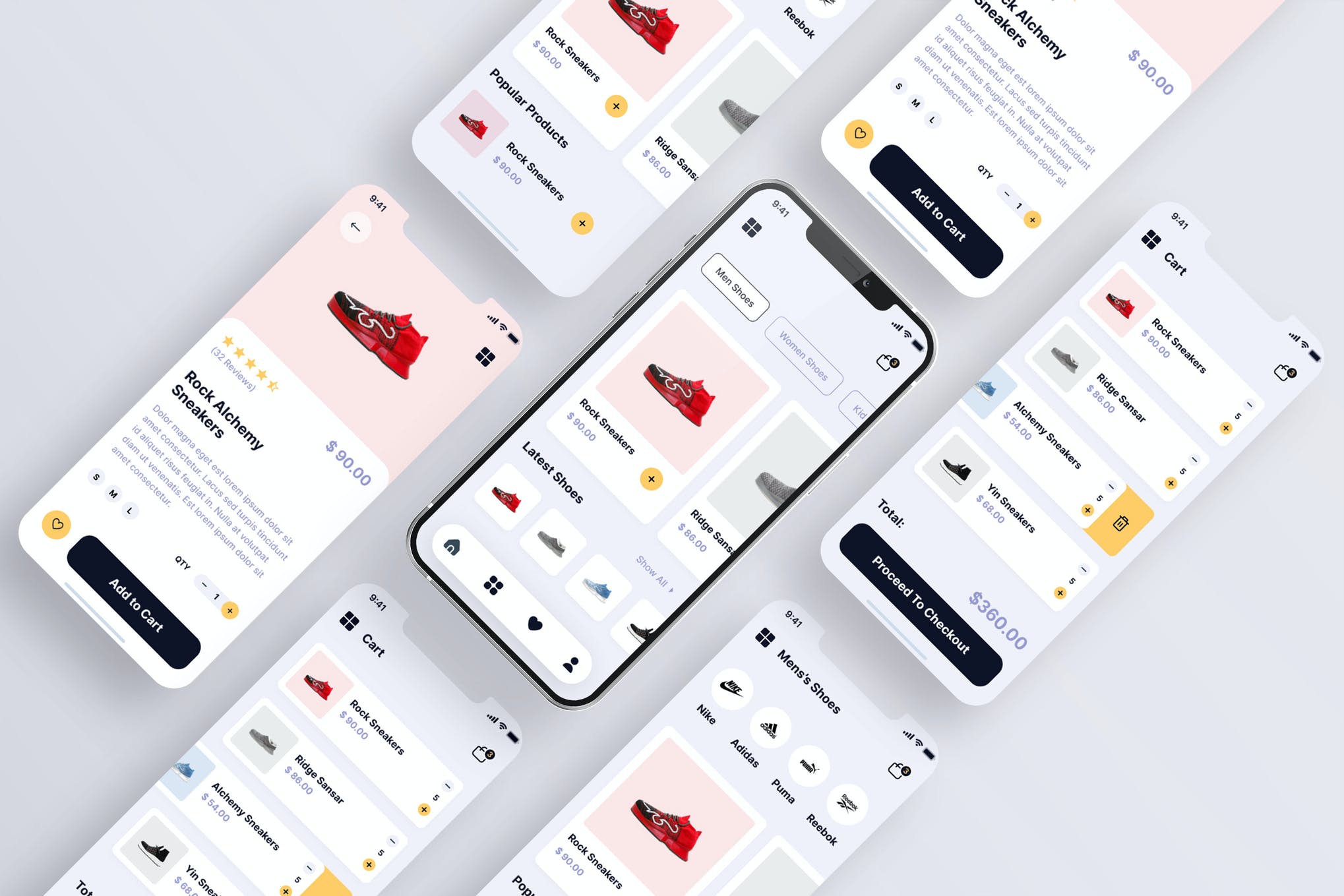 时尚北欧简洁运动服饰品牌官方商城客户端 app移动界面设计ui素材