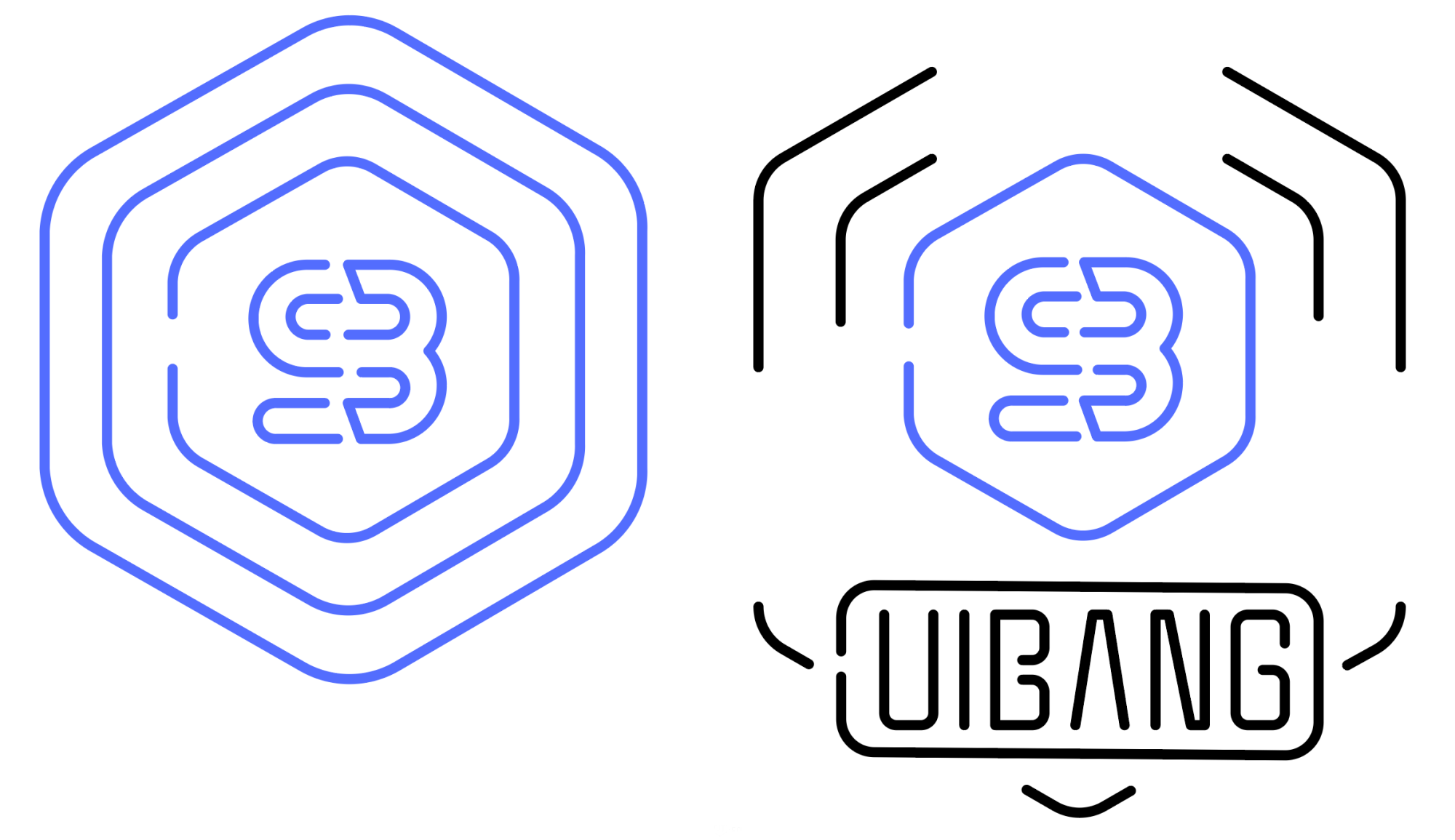 根据logo基础圆角六边形,可利用混合或缩放复制,完成内外框绘制 .