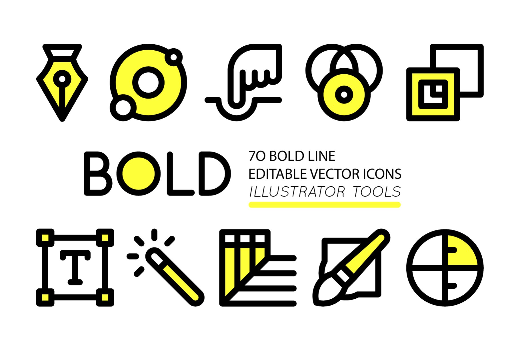 有趣加粗的 adobe illustrator 工具图标 bold icons adobe