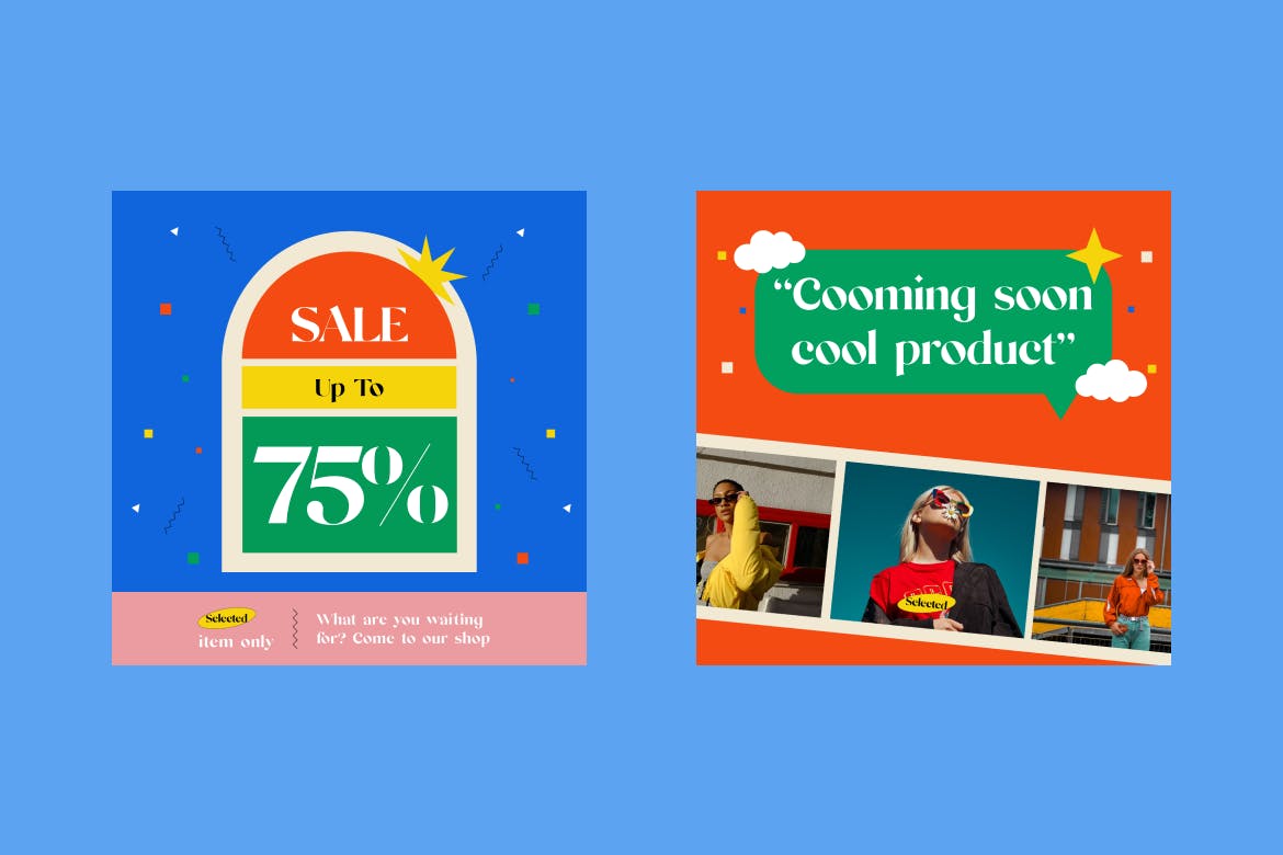 instagram,facebook方形社交媒体宣传海报封面设计psd素材_ui社